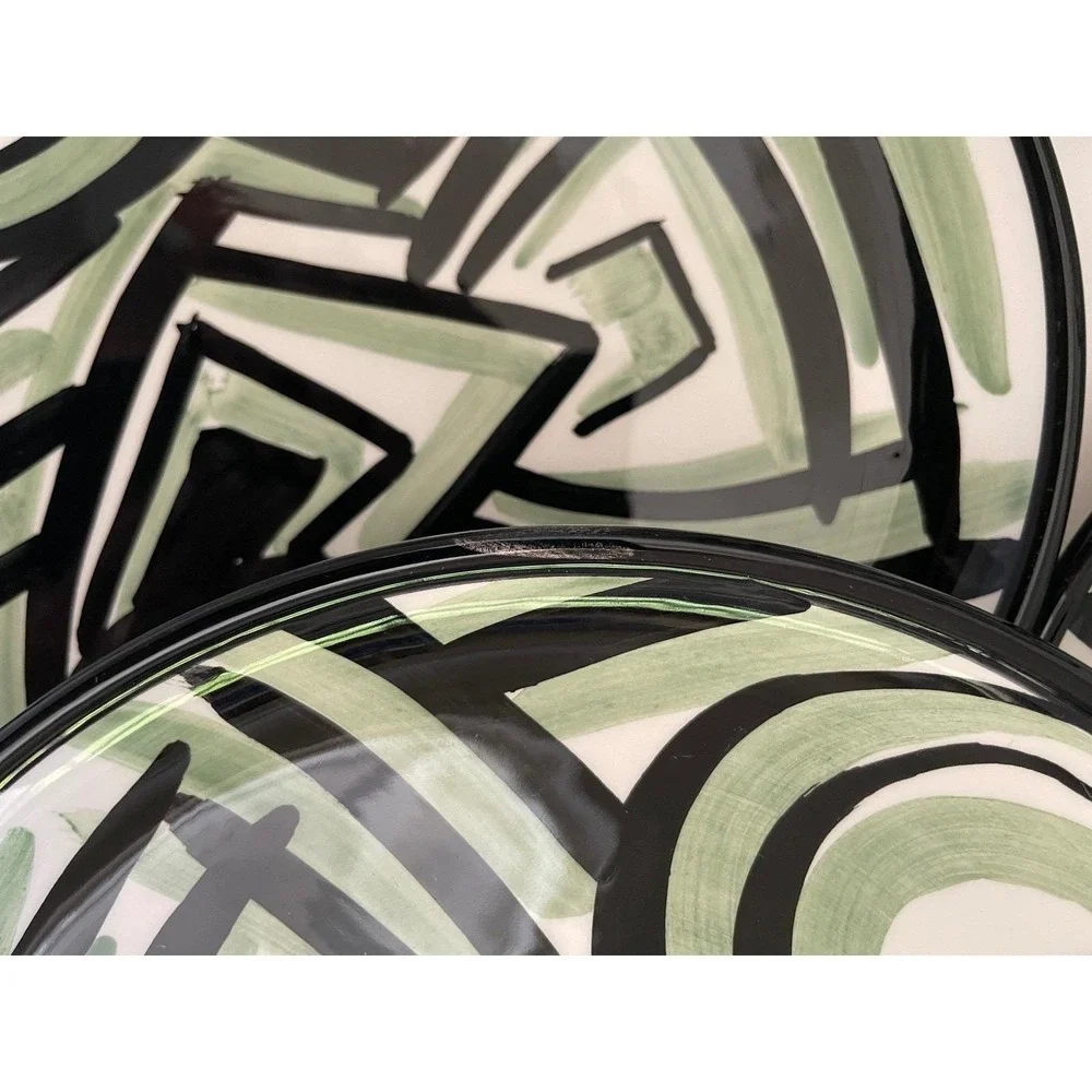 D. Vita Hand Painted Italian Ceramic Plates Set of 4 – Abstract‎ Modern Design